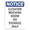 Signmission OSHA, Elevator Machine Room No Storage Allowed, 14in X 10in Plastic, 10" W, 14" H, Portrait OS-NS-P-1014-V-11732 - alternate 1